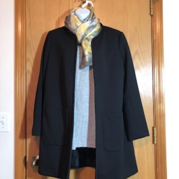 NWOT Black Casual H&M Blazer Coat Jacket Open Front Lined Textured 14 - Picture 2 of 10
